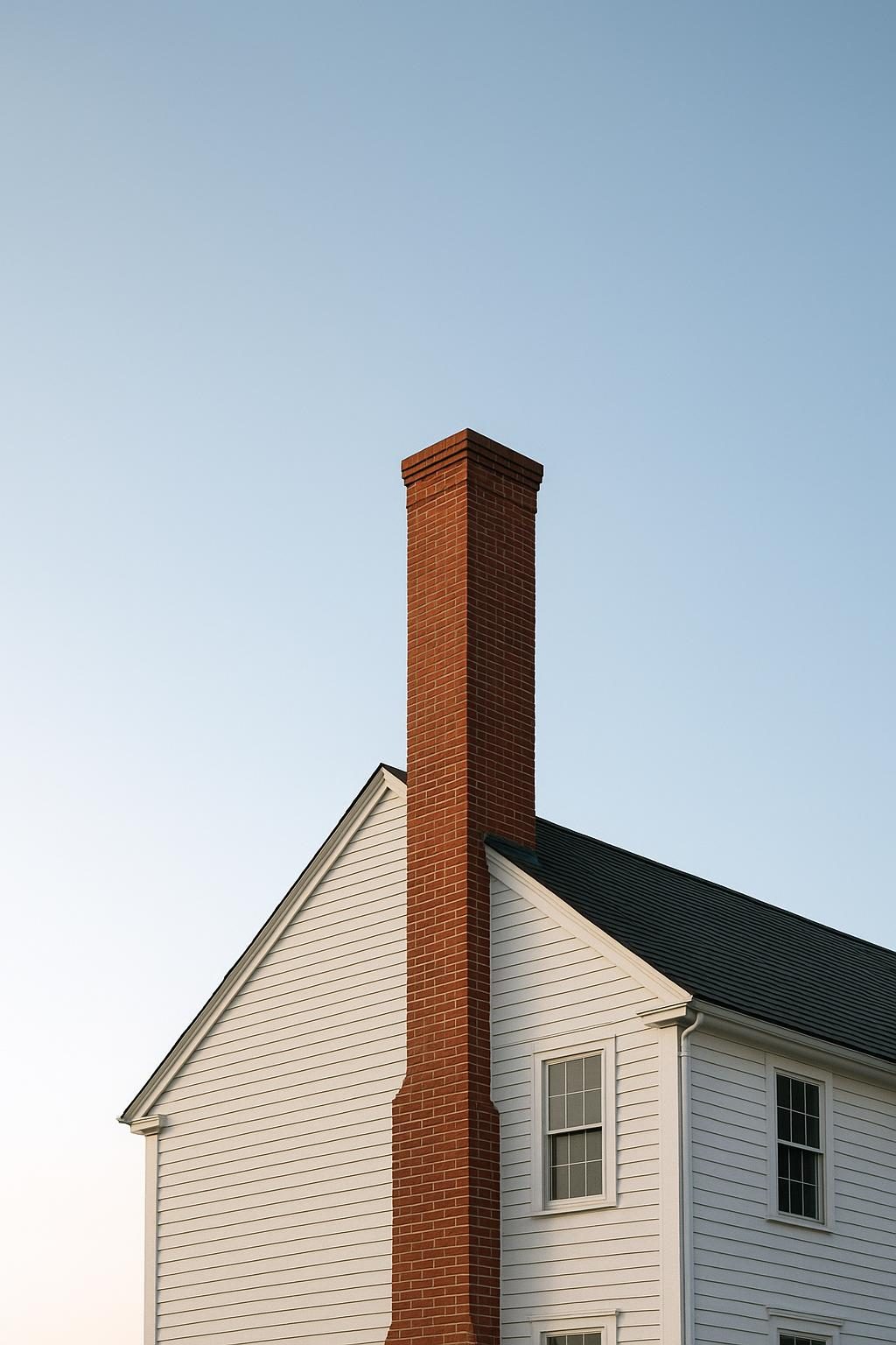 Brick chimney on a colonial house (illustration)